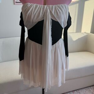 Off-Shoulder Black and White Dress